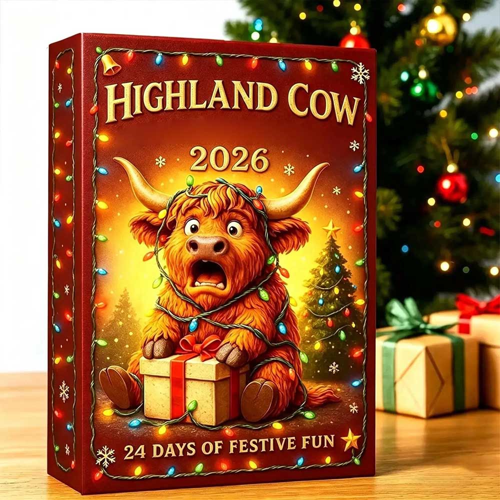 Highland Cow 24-Day Countdown Calendar – 2D Christmas Acrylic Figure Advent Gift