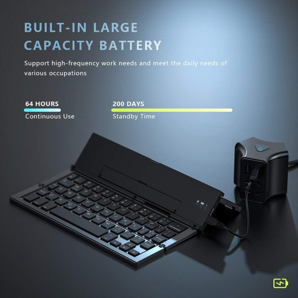 Portable Folding Wireless Bluetooth Keyboard for Tablet Laptops and Smartphones