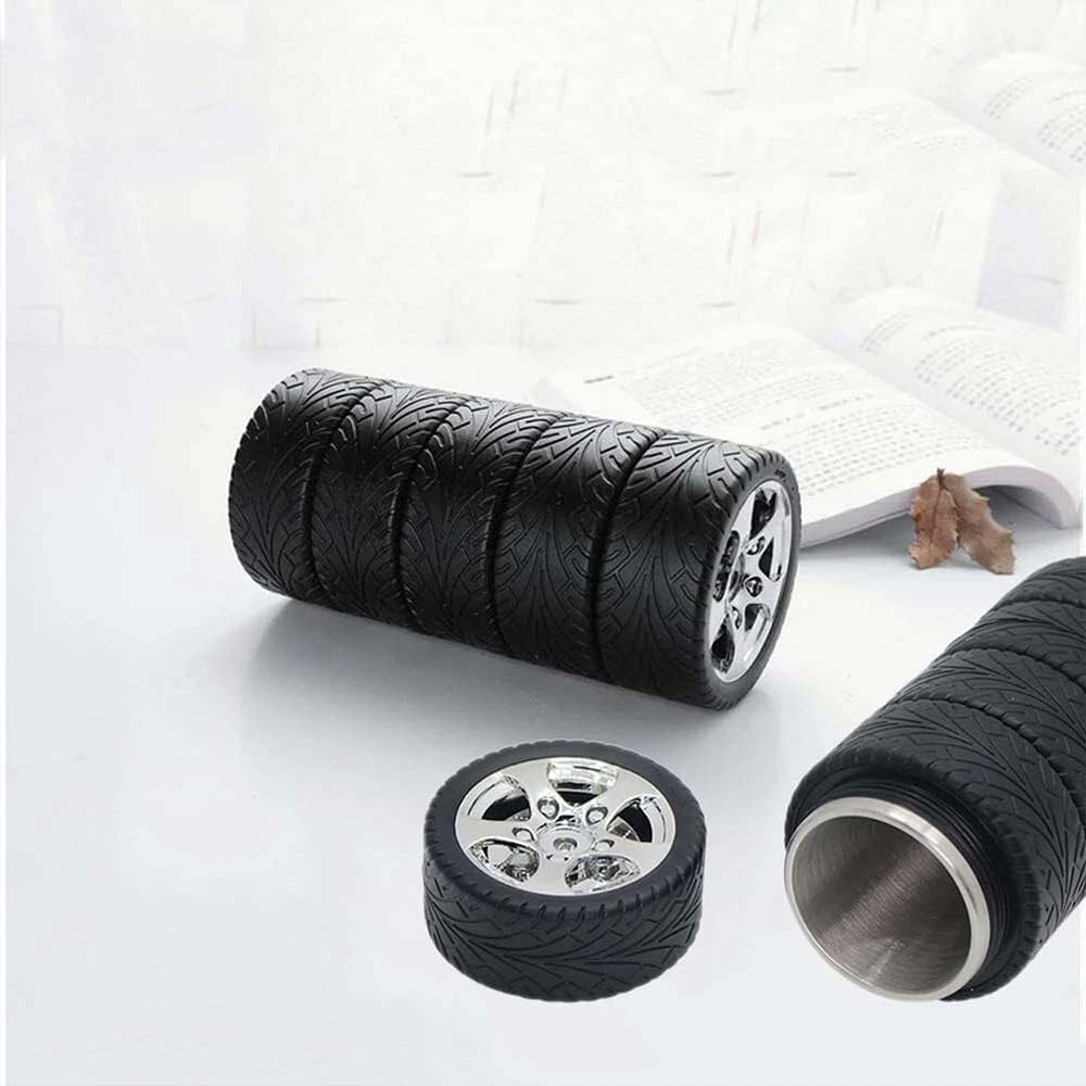 Tire Design Coffee Mug - Stainless Steel Thermal Cup, 11 oz / 300ml