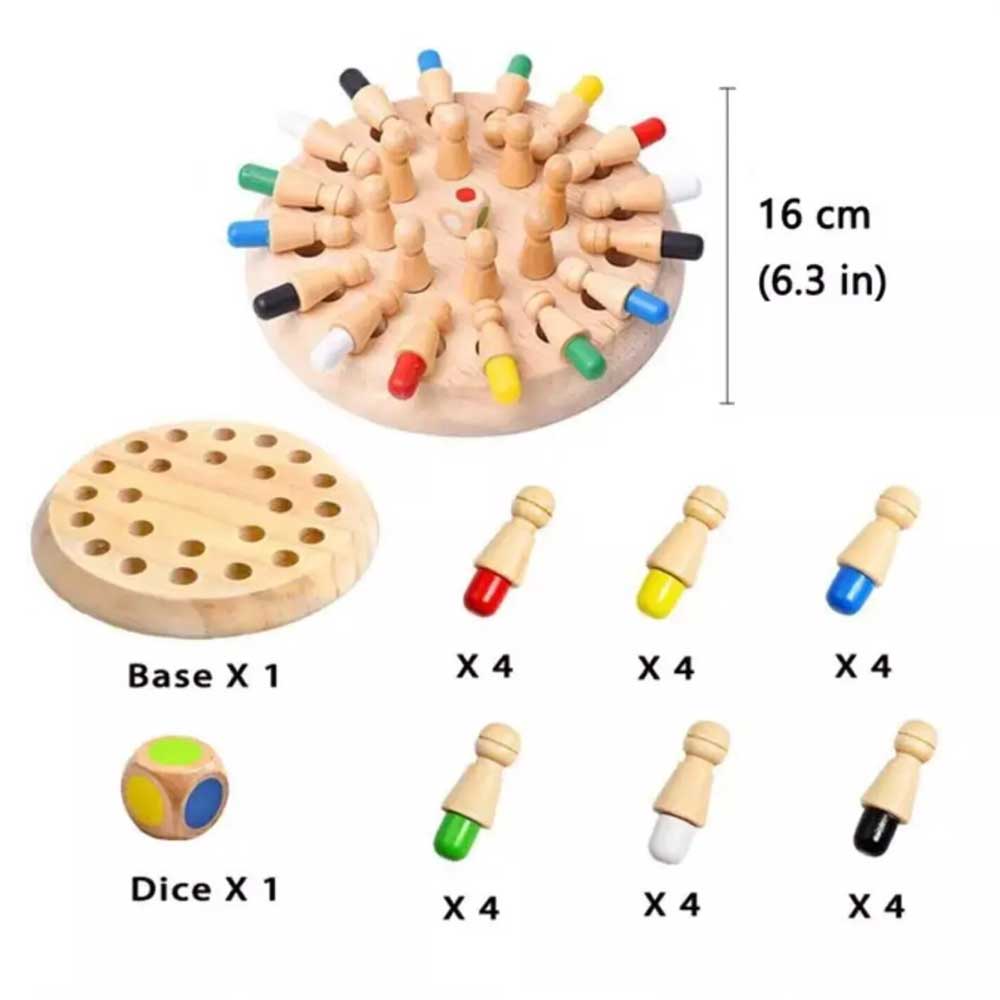 Colour Game Board Puzzle Wooden Memory Match Stick ChessMontessori Edu for Kids