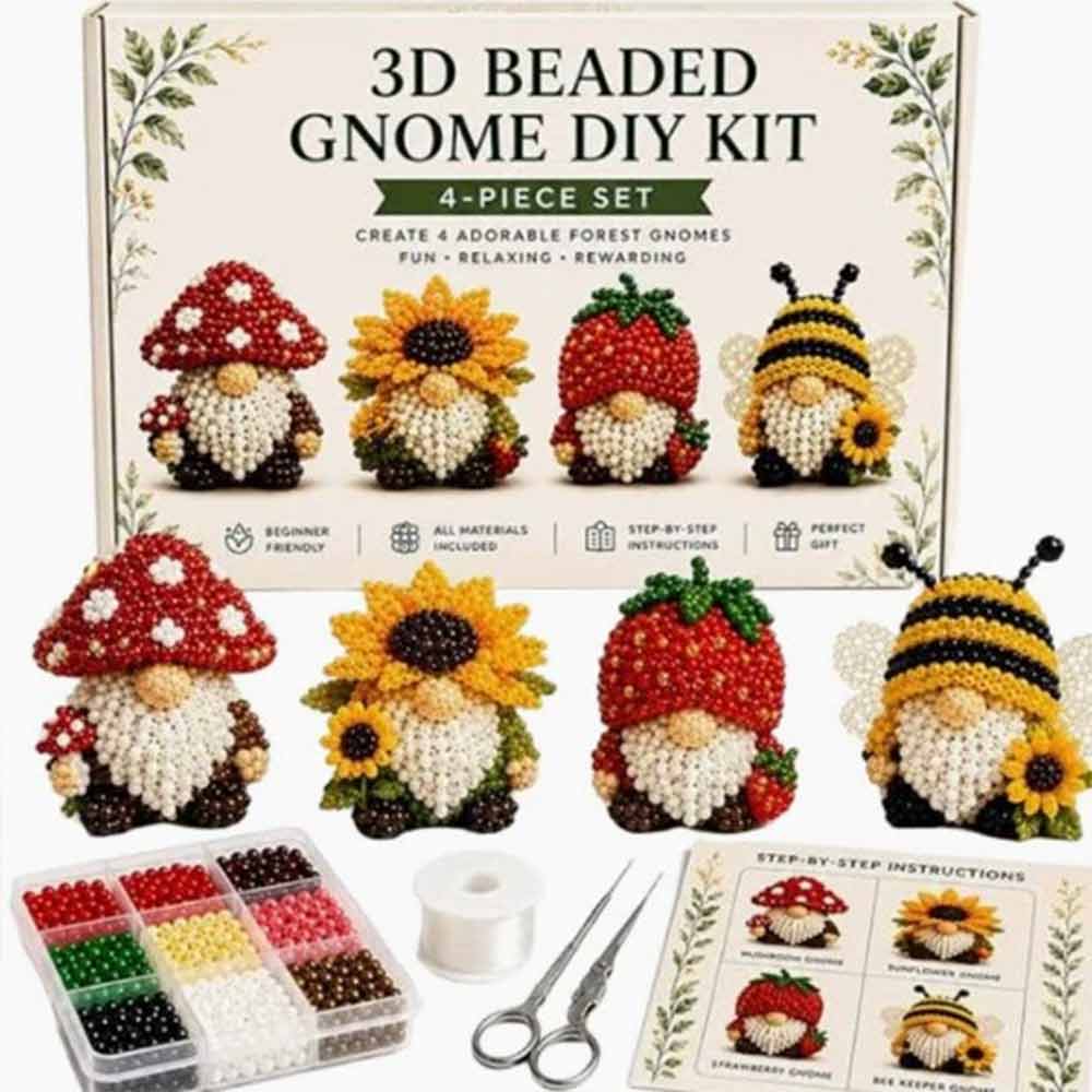 3D Beaded Gnome DIY Kit – Handmade Bead Art Set for Teens & Adults