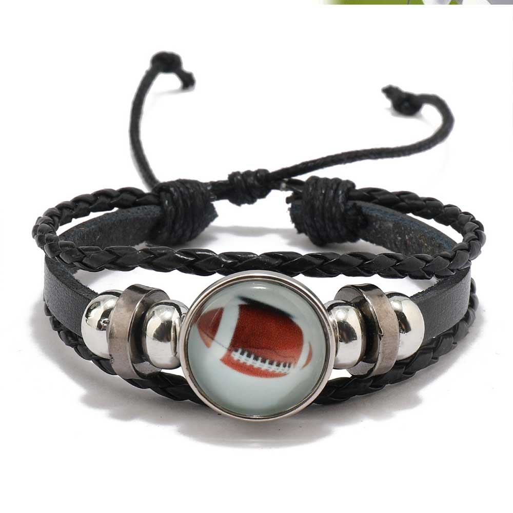 Luminous Football Fan Leather Bracelet Gift TO HIM Hand Rope Bracelet