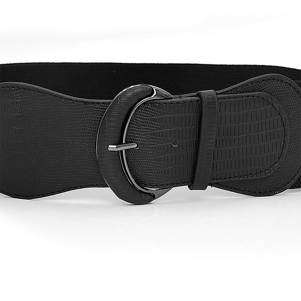 Wide Belt 75CM Women Ladies Faux Leather Wide Stretch Elastic Buckle Cinch Waist