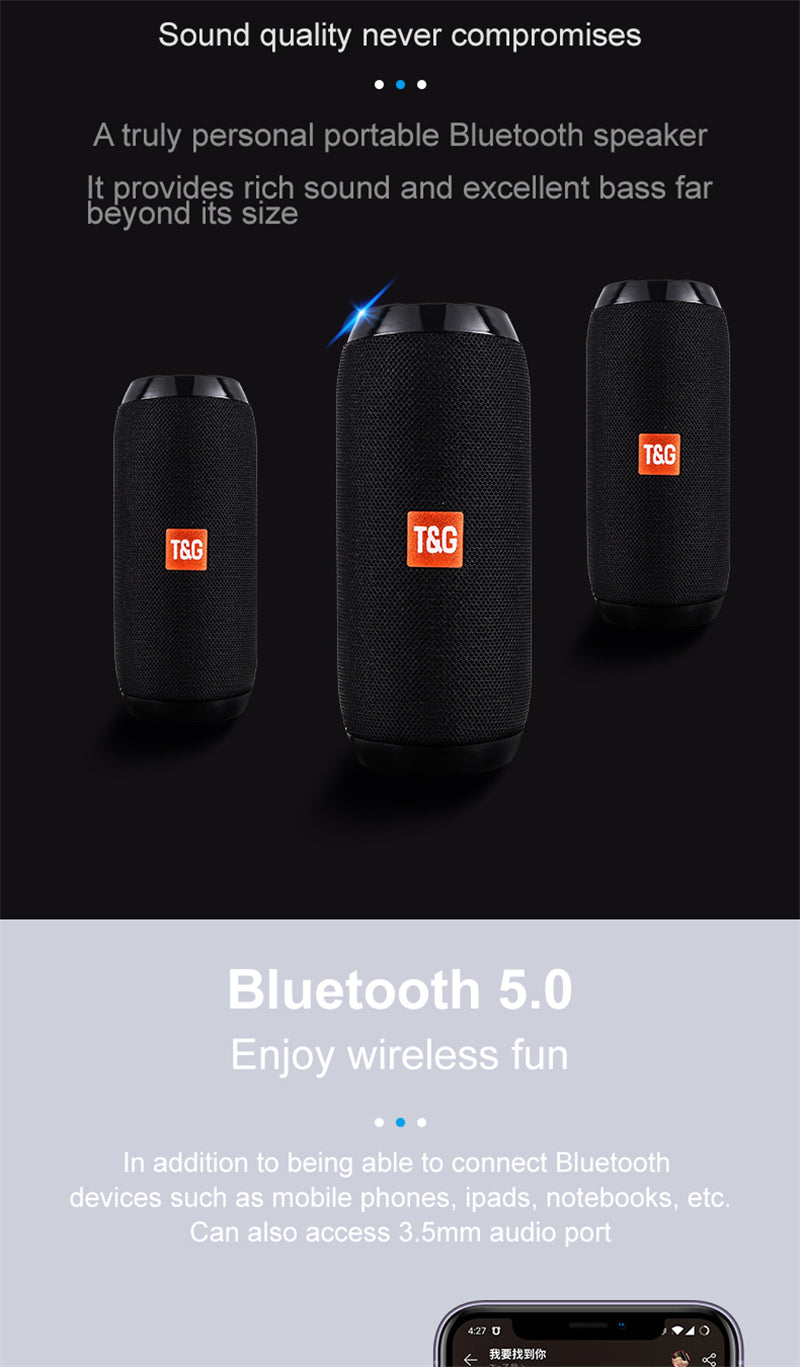 Portable Wireless Bluetooth USB Speaker – Mini Outdoor Speaker with TF Card & FM Radio