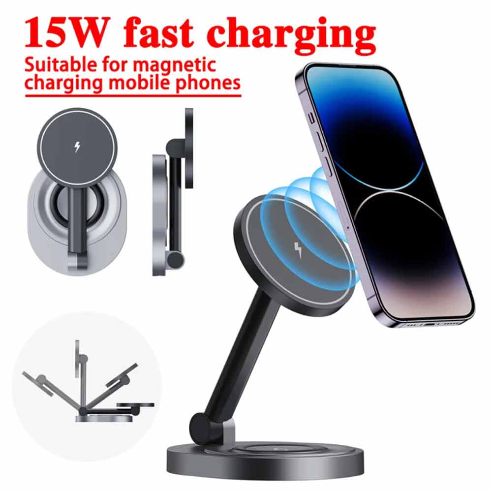 Magnetic Wireless Charger Stand For iPhone 15 14 13 12 Pro Max Magsafe Charger