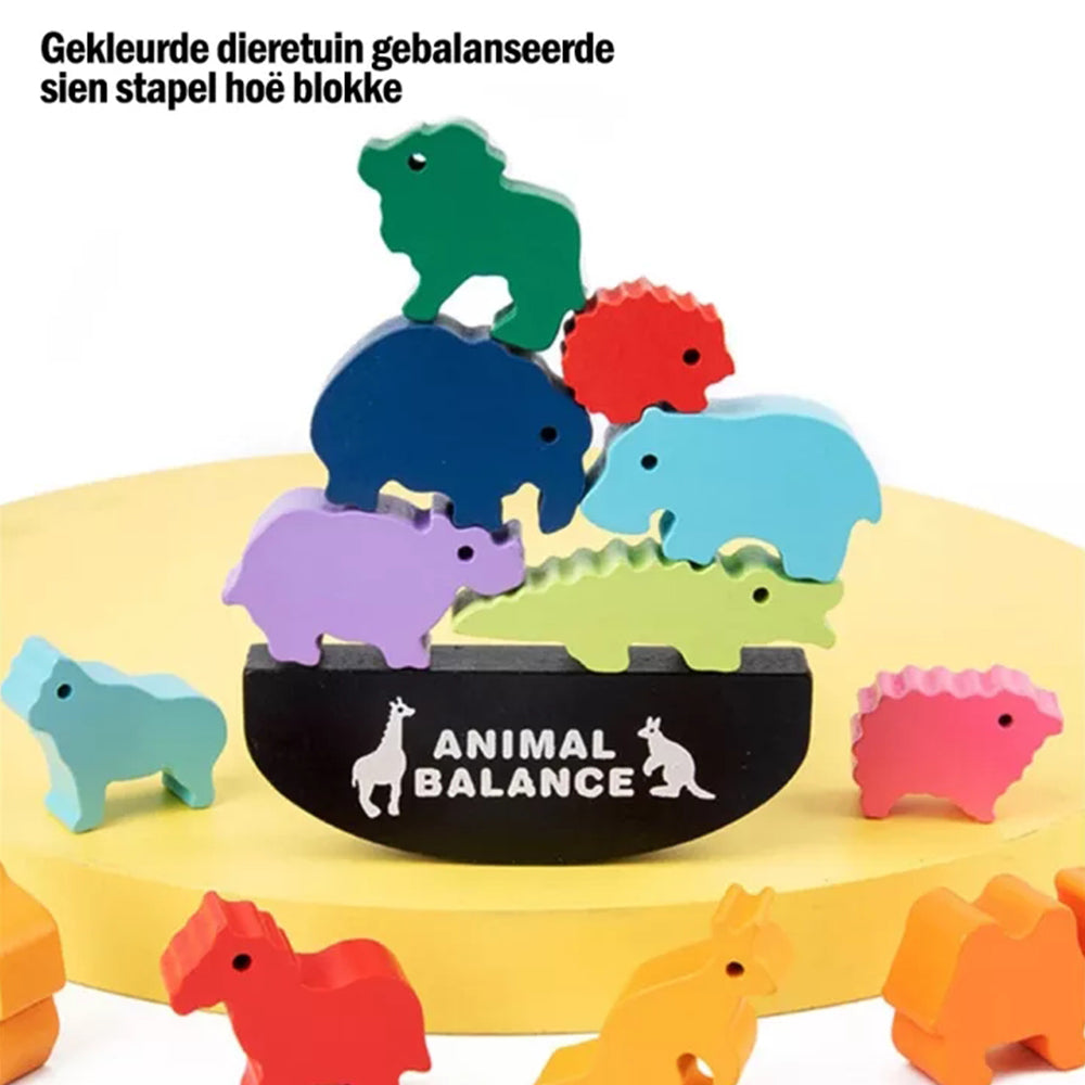 Wooden Animal Balance Blocks Board Dinosaur Educational Stacking High Wood Toys