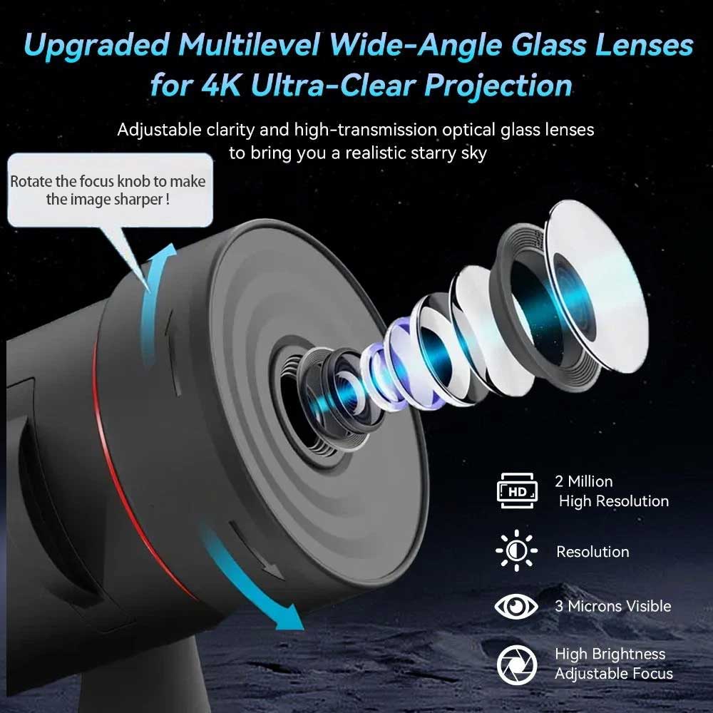 Galaxy Night Light Projector – HD Planetarium with 10 Films & Rotation Speed