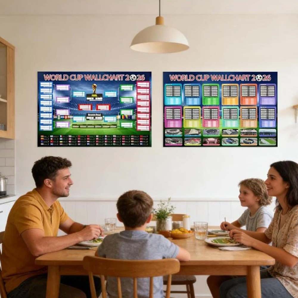 2026 World Cup Wall Chart – 2-Pack 87×58cm Foldable Football Schedule Poster