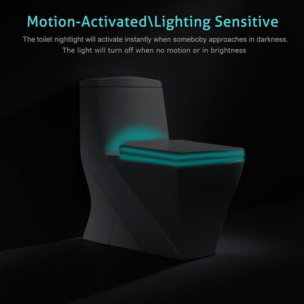 USB Rechargeable LED Toilet Bowl Night Light 16 Colors Waterproof Motion Sensor