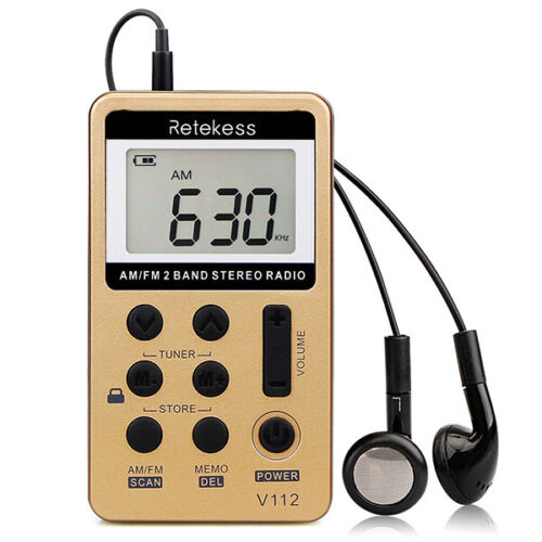 Retekess V112 Portable AM/FM Radio – Rechargeable Pocket Walkman with Earphone for Sports, Walking & Outdoor Use
