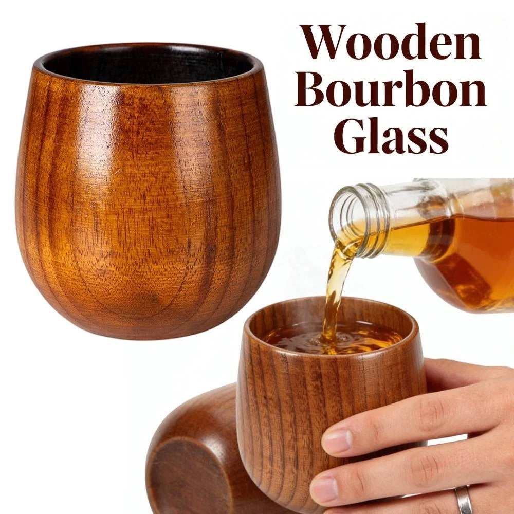 Charred Wooden Bourbon Glass - Handcrafted 240ml Whiskey Drinking Cup