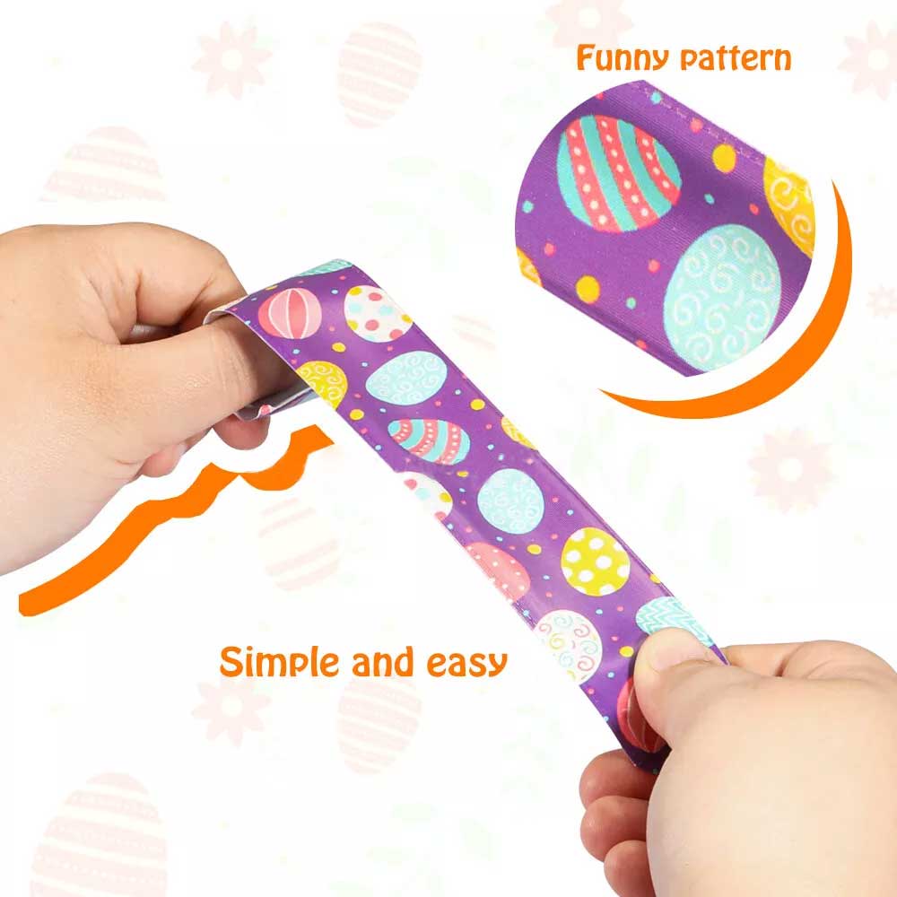 12pcs Easter Snap Slap Bands Mixed Color Kids Party Favor Novelty Toys Gifts