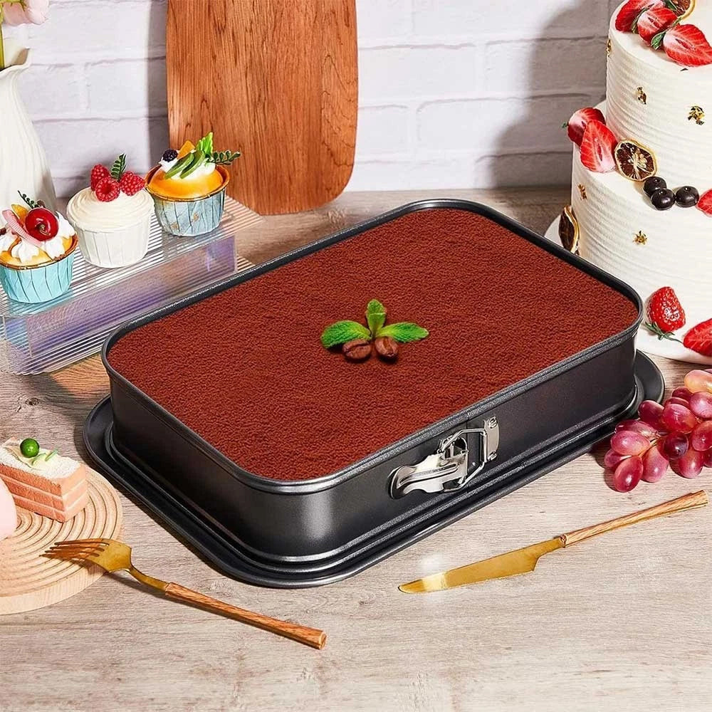 28CM Cake Tin Rectangular Non Stick Spring Form Baking Bake Tray Bakeware