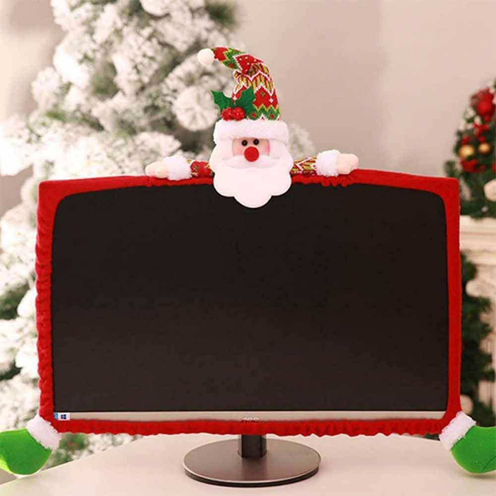Christmas Computer Monitors Cover Xmas Decorations Cover for Xmas Office Decor