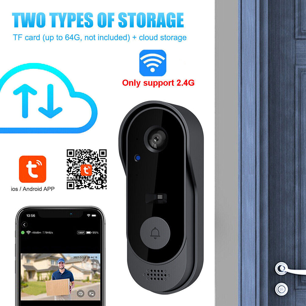 Wireless Smart Video Doorbell WiFi Tuya Security Camera Bell Phone Door Ring