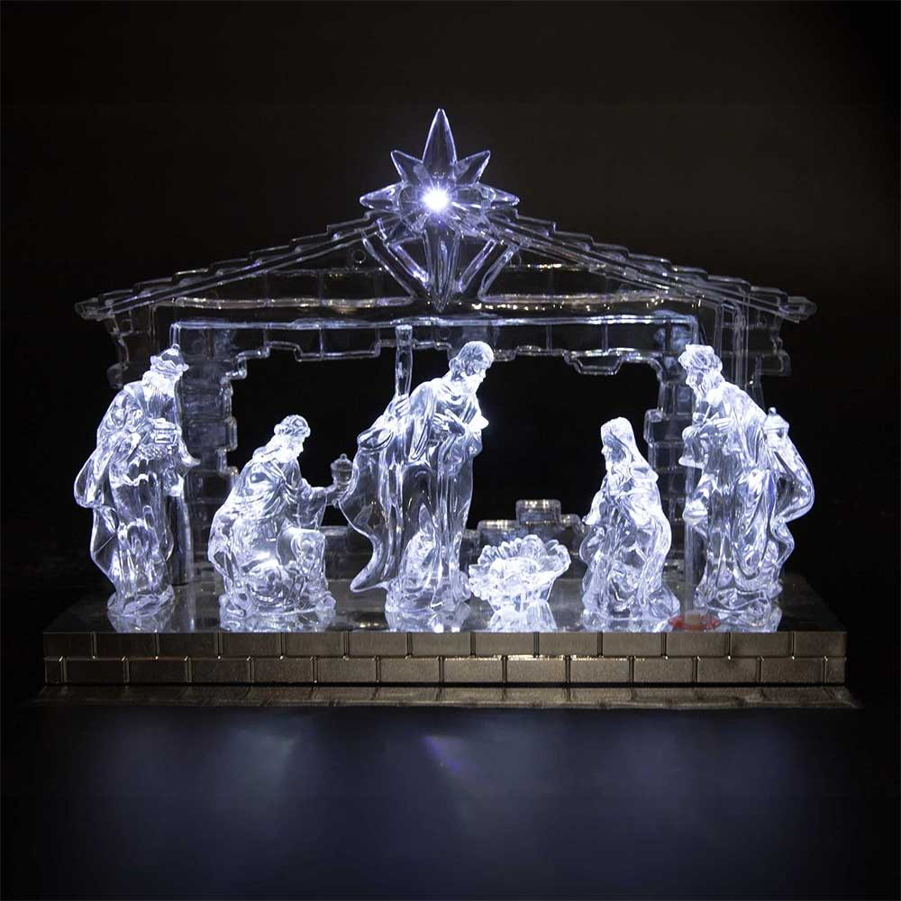 Christmas Nativity Scene – LED Light Up Music Centerpiece Figures Decor