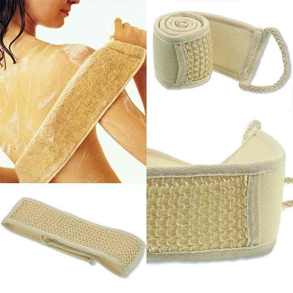 Men's Back Scrubber – Exfoliating Loofah Strap Bath Shower Body Sponge Natural Brush