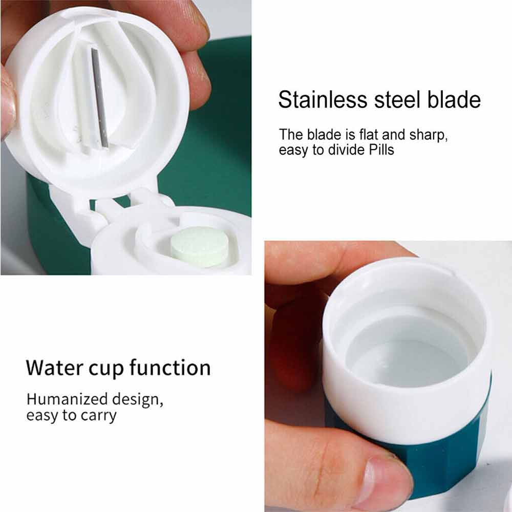Tablet Divider Cutter 4IN1 Pill Medicine Crusher Grinder Splitter Storage Box