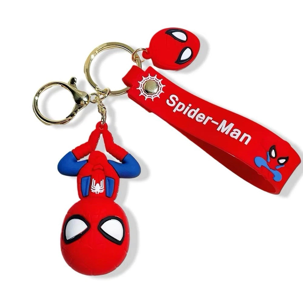 Spider-Man Cartoon Keychain – 3D Figure Keyring, Bag Clip Gift Set for Fans