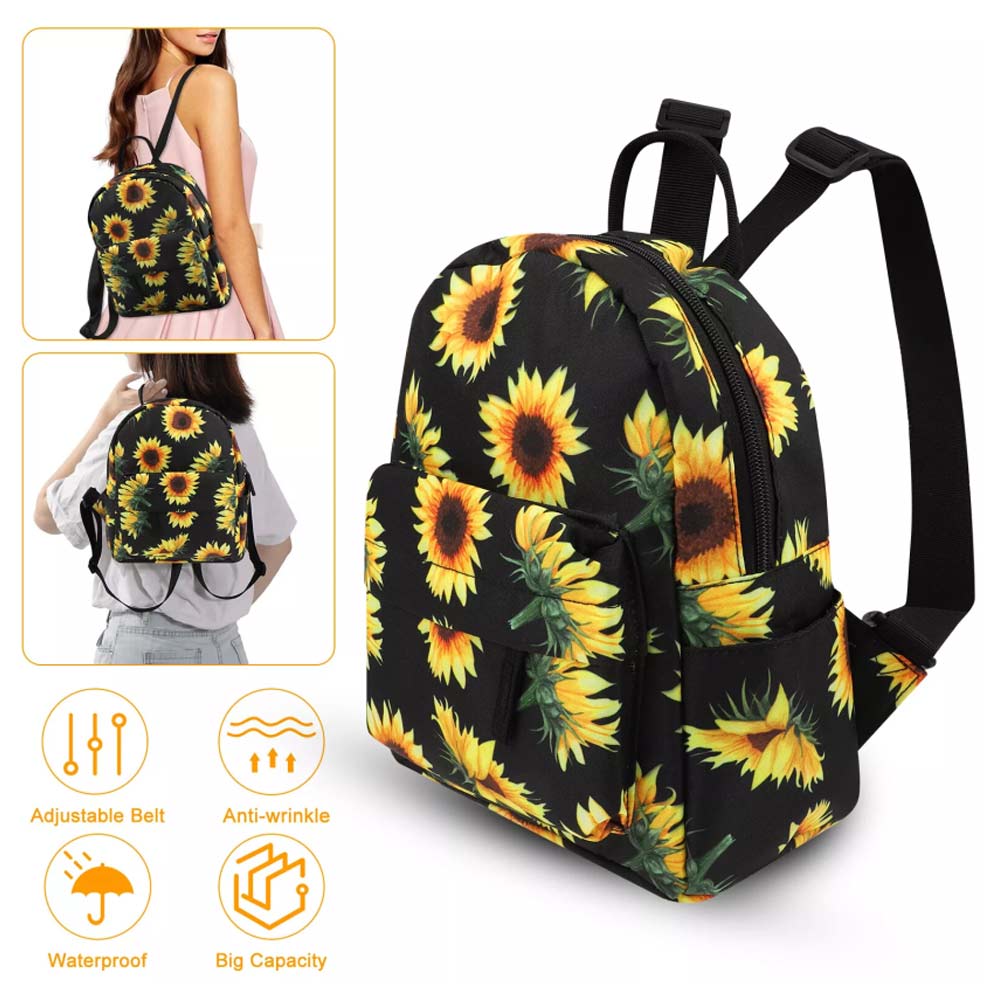 Mini Sunflower Backpack – Women's Purse, Shoulder Rucksack, Handbag & Travel Pouch