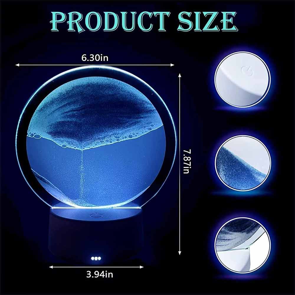LED Quicksand Lamp – 3D Moving Sand Picture Table Lamp, 16 Color Hourglass