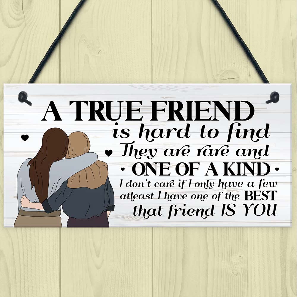 Wooden Friendship Gift for Best Friend – “True Friend” Wall Decor, Birthday & Christmas Gift for Her