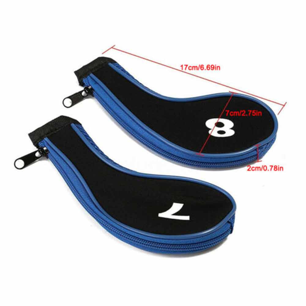 12pcs Neoprene Golf Club Iron Head Cover  Zipper Long Neck 3-9 A SW PW LW