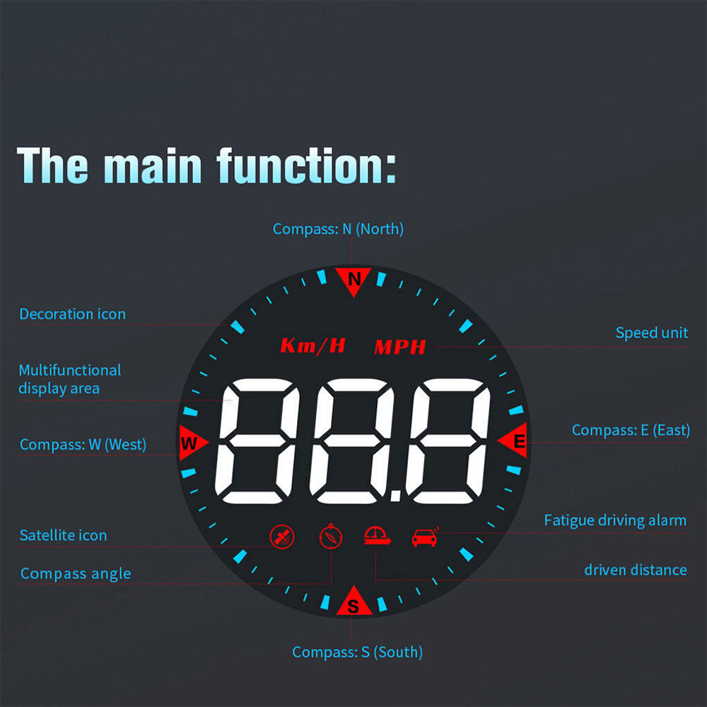 Universal Car Head Up Display G5 HUD GPS Speedometer Speed Warning Alarm