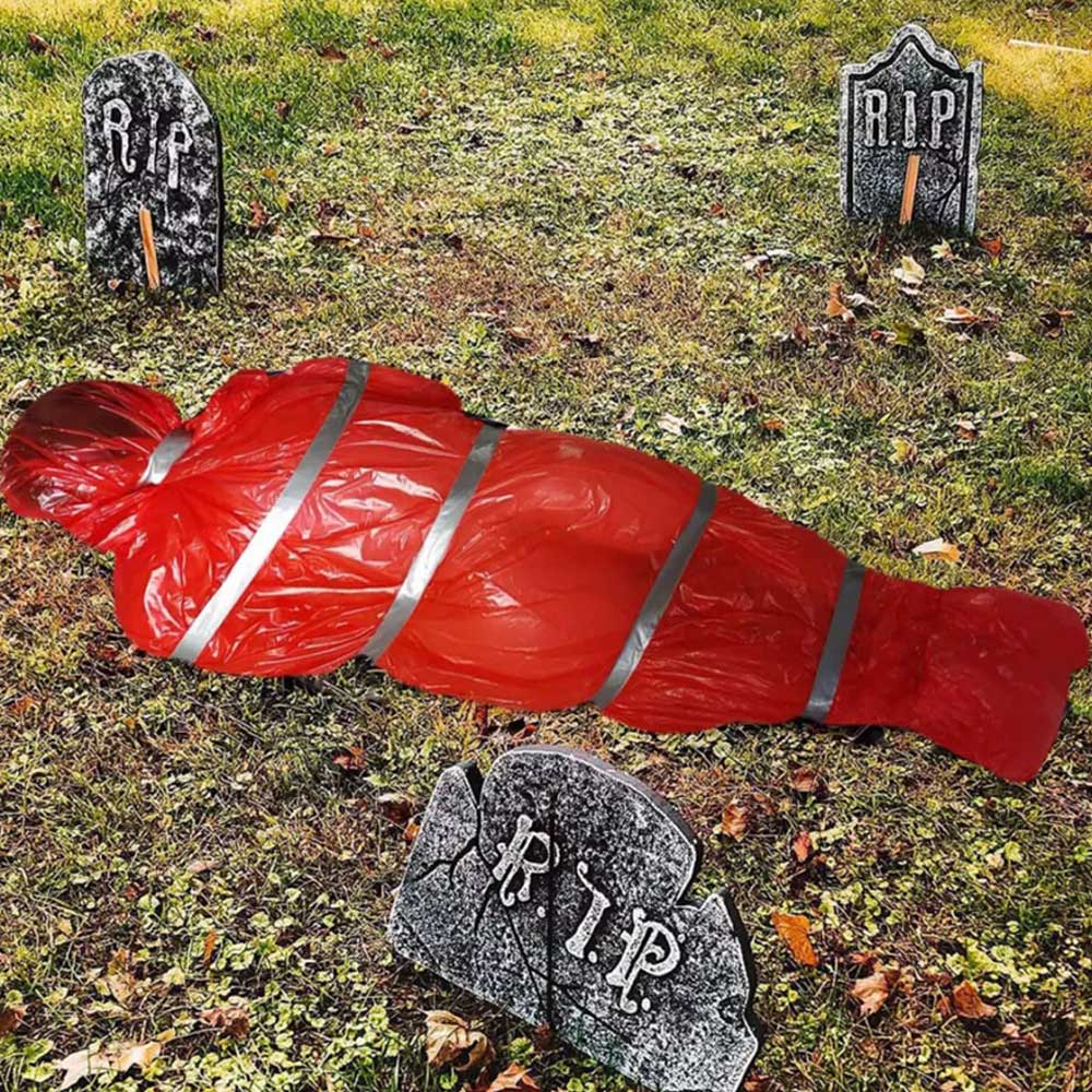 Halloween Scary Fake Dead Victim Props Corpse in Bag Outdoor Ornament Decor