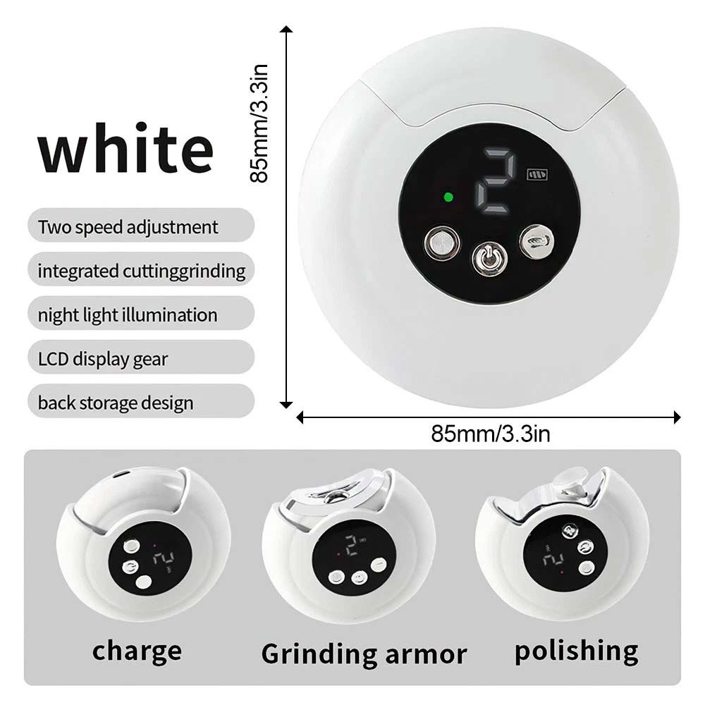 Electric Nail Clippers & File - Automatic Trimmer Cutter Rechargeable with Light