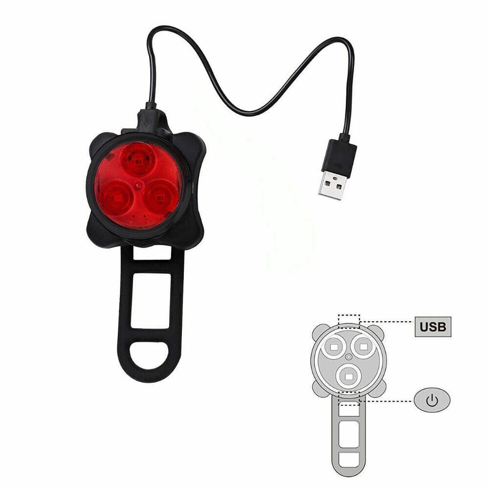 2Pcs USB Rechargeable Bicycle Bike Lights IPX4 Waterproof Front +Tail Light Lamp