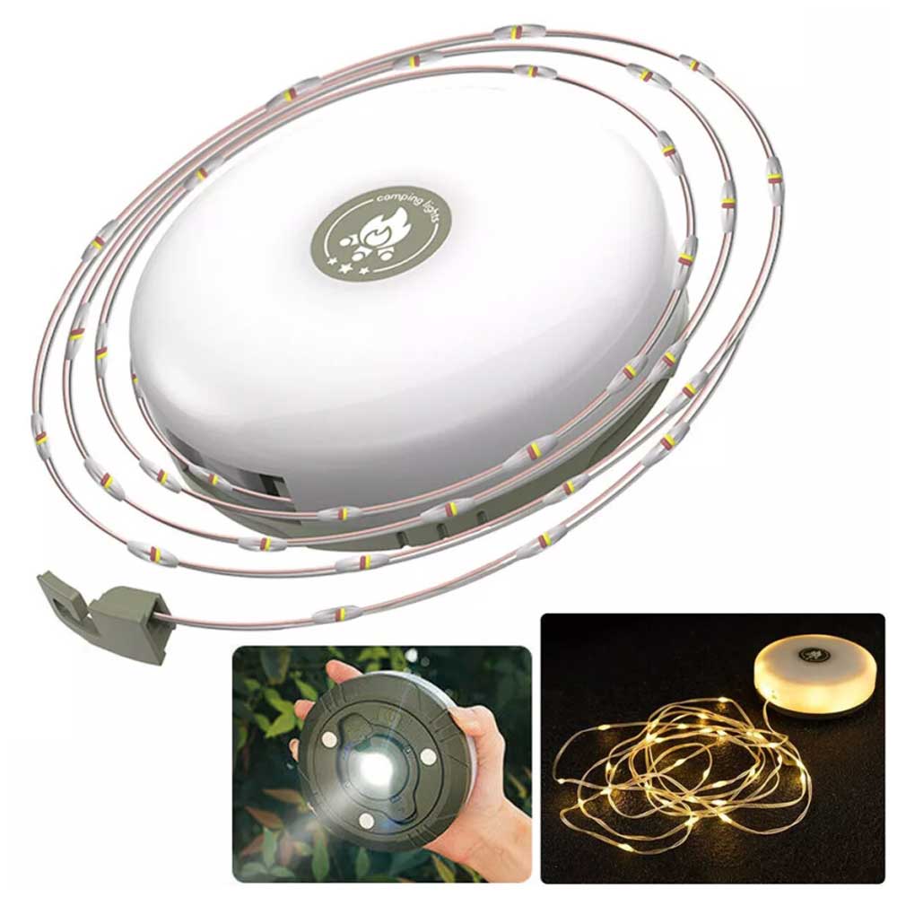 Stowable String Warm Light 10m Outdoor Portable Waterproof Camping String Lights