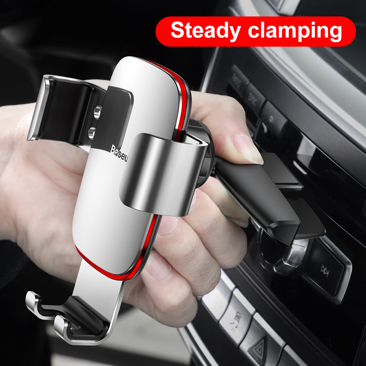 Metal Age Gravity Car Mount Silver Phone Holder Baseus