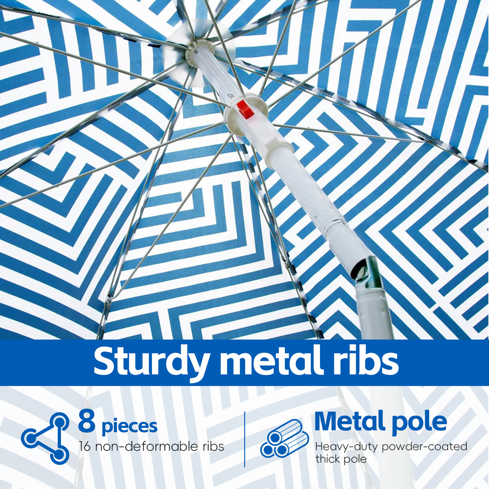 Lazy Dayz 1.8m Tiltable Beach Umbrella with Carry Bag - Mossman