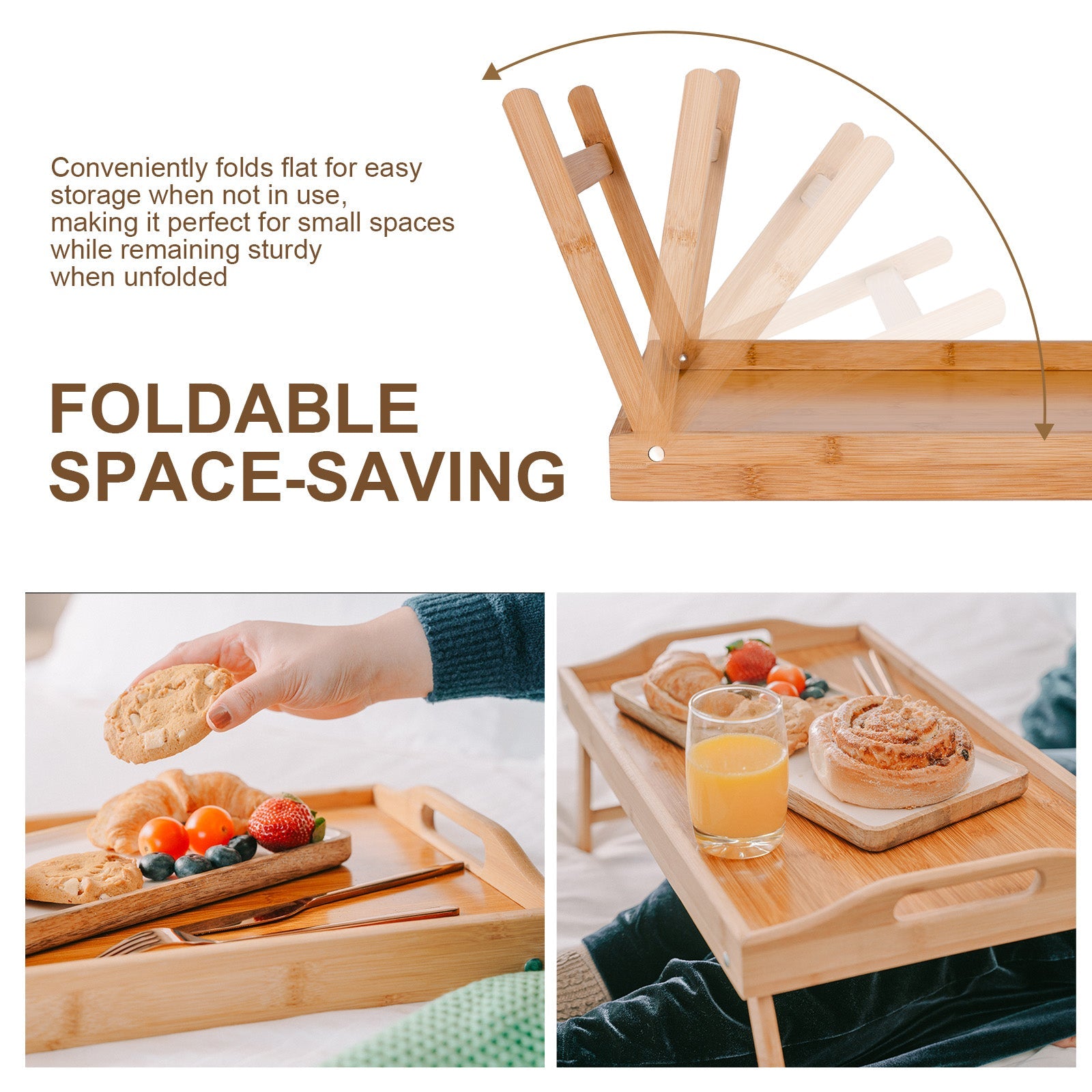 Foldable Bamboo Bed Tray / Breakfast Serving Table