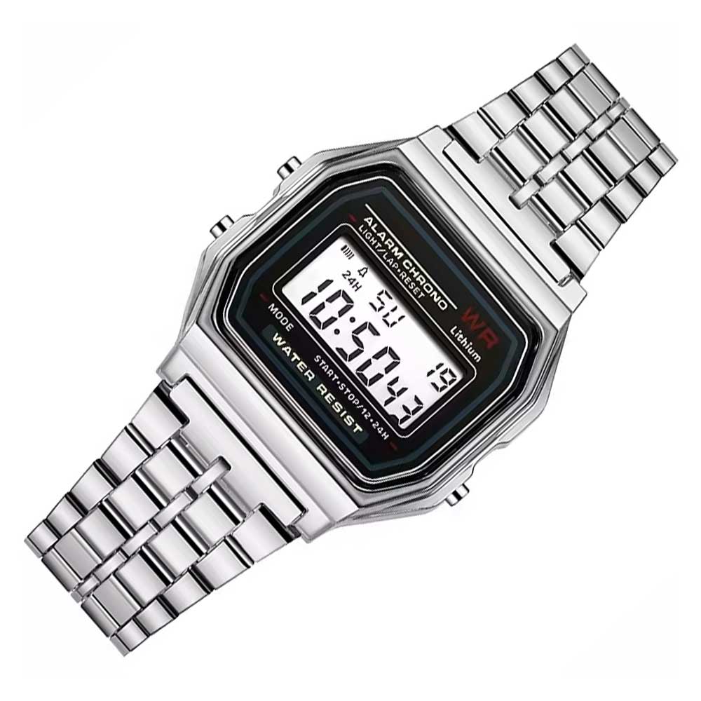 New Classic Retro Digital Unisex Silver Bracelet Watch With Watch Box
