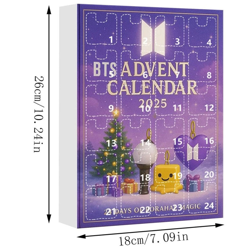 2025 BTS Advent Calendar 2D Acrylic - 24 Days Keychain Toy Christmas Countdown Gift for Fans