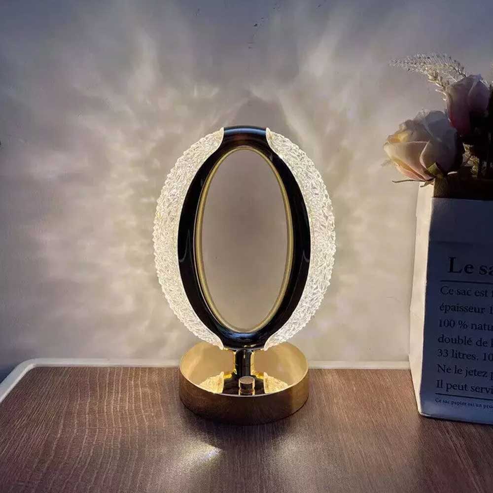 Table Lamp Crystal Night Light Touch Control USB Rechargeable Bedside Lamp Decor