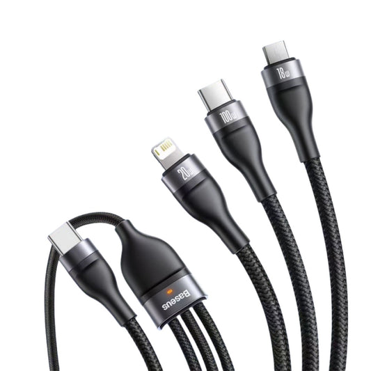 Baseus Flash Series II 3 In 1 Fast Charging Cable Type-C To M+L+C 100W 1.5M - Black