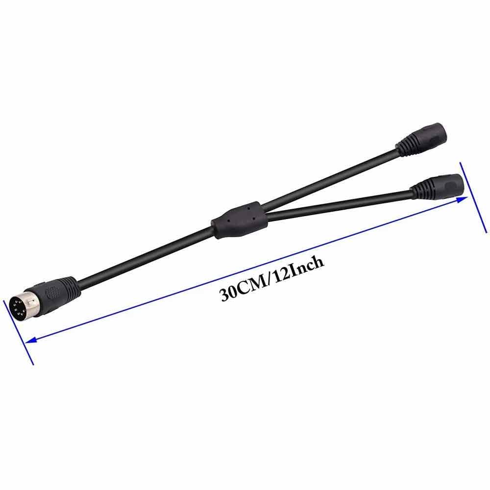 7-Pin Male to Dual 7-Pin Female DIN Y Splitter Stereo Cable – 0.5m
