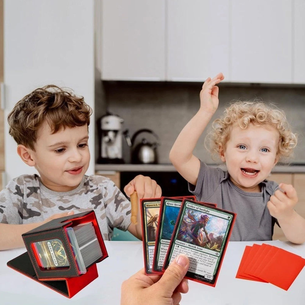 PU Leather MTG Deck Box with Magnetic Closure & Card Stand - TCG Commander Card Storage Case