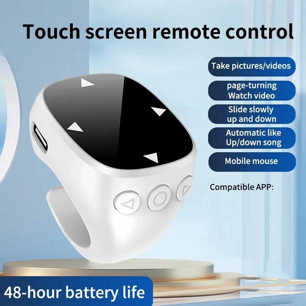 Bluetooth 5.3 Scrolling Ring – TikTok Remote Selfie Page Turner for Phones