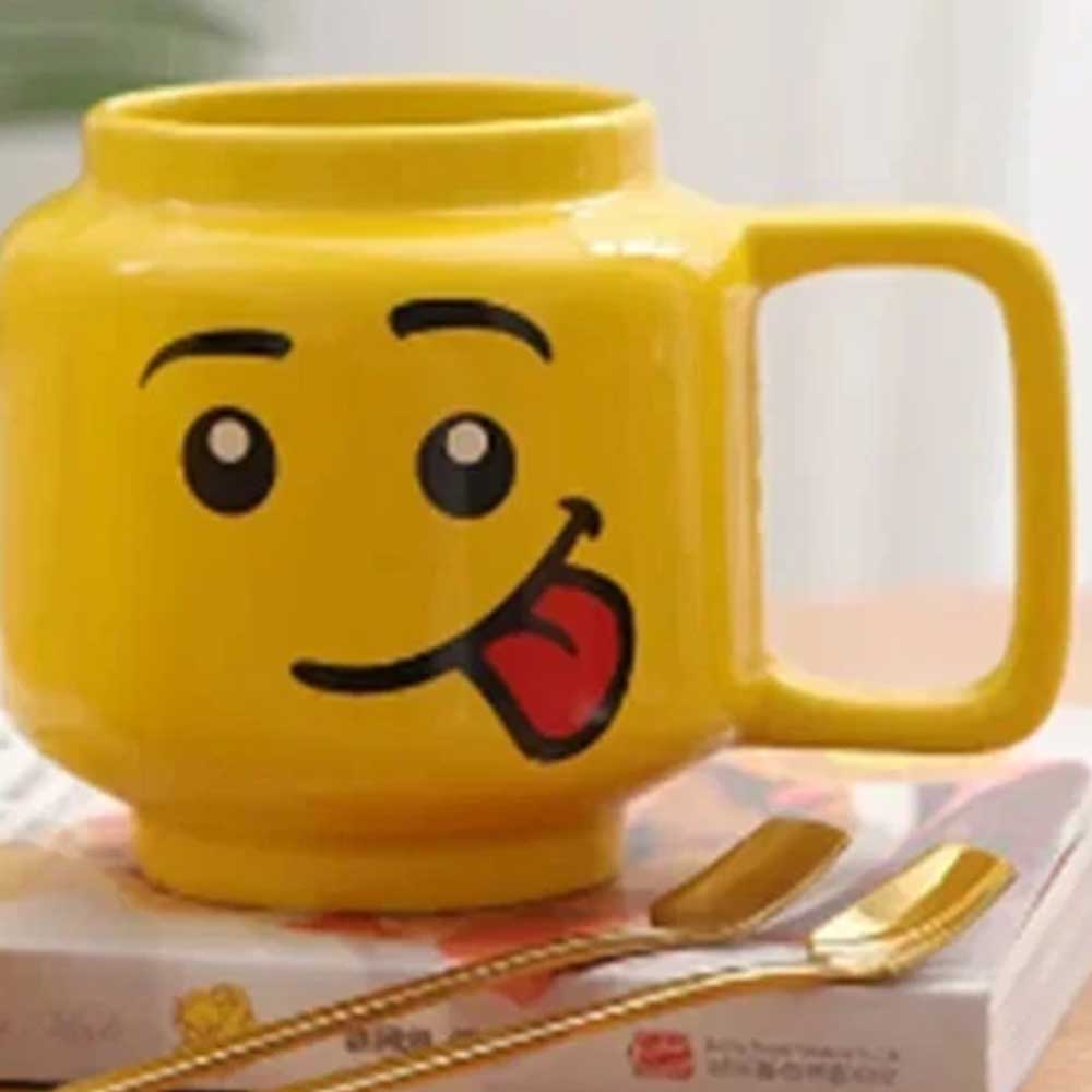 Funny Ceramic Cup Lego Mug Smiling Expression Face Cartoon Coffee Milk Tea 250ml