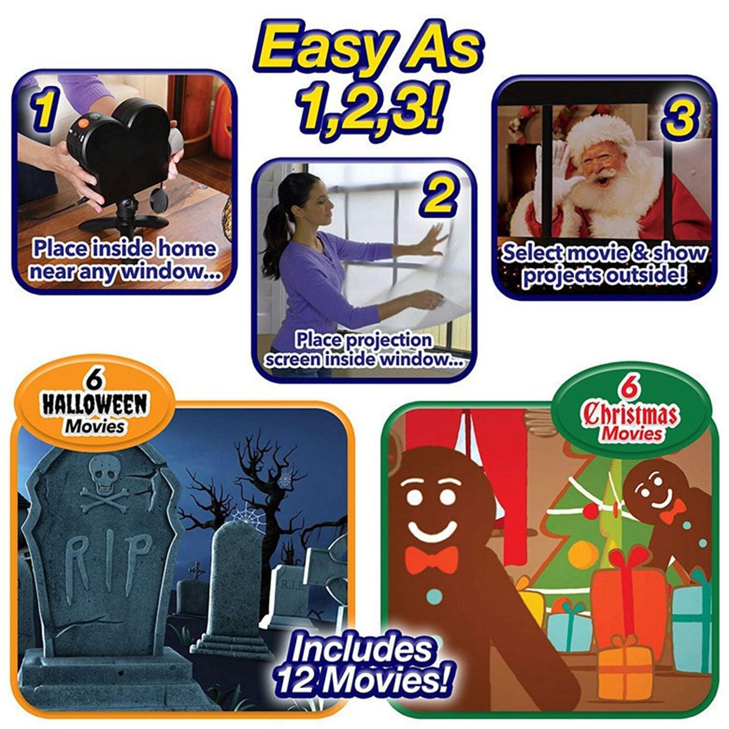 Window Wonderland Projector Halloween Christmas Holographic Projection Light