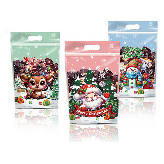 3-Pattern Christmas Gift Bag Assortment (50 PCS) - Multi-Size Holiday Wrapping Bags for Presents, Candy & Decor