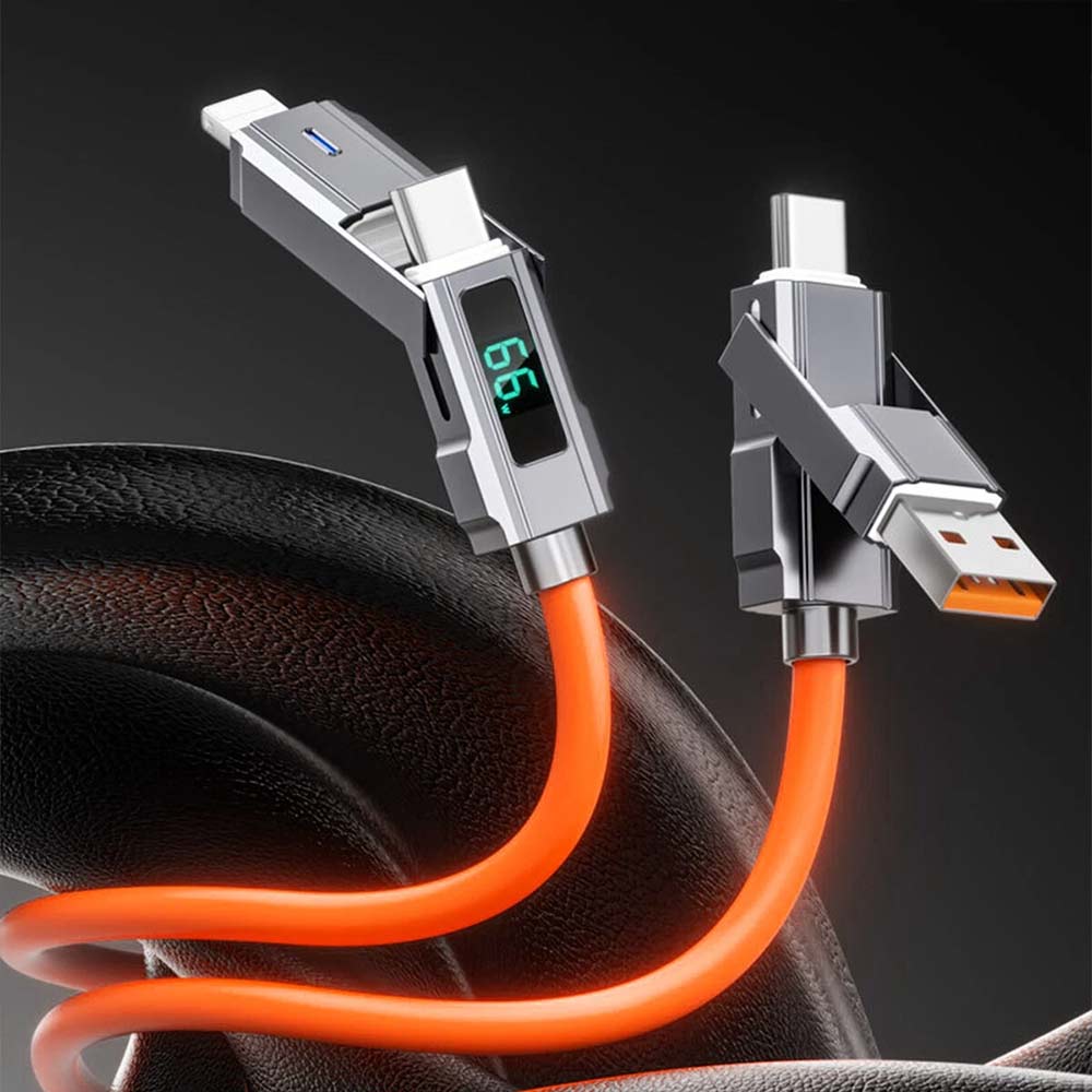 4-in-1 Digital Display USB-C PD Fast Charging Cable 100W for iPhone Android