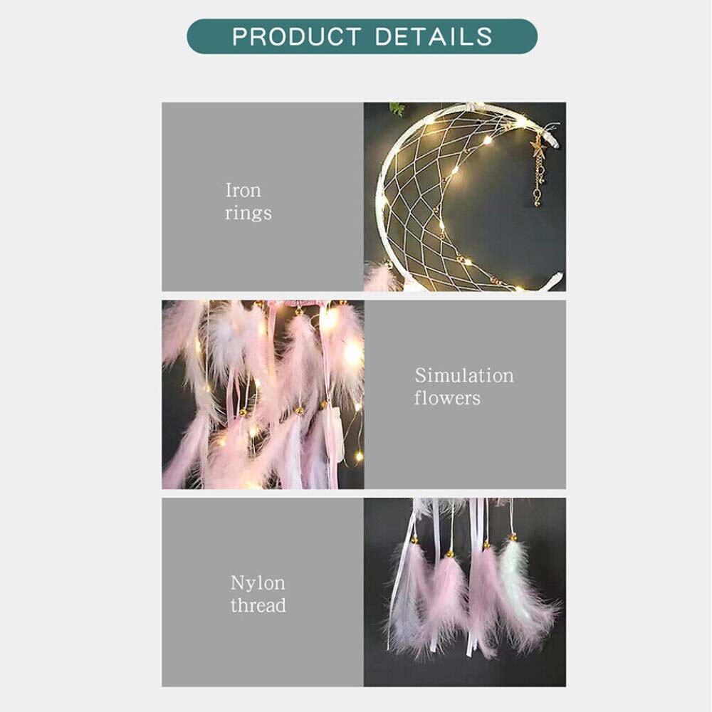 Dream Catcher LED Light Up Dreamcatcher Feather Kids Bedroom Hanging Decor DIY