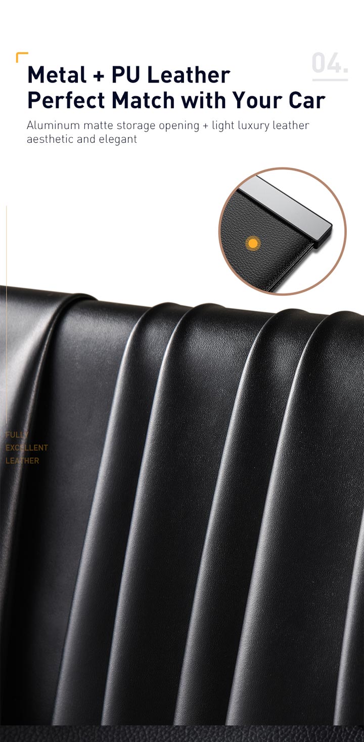 Baseus PU Leather Car Trash Bag - Waterproof, Leakproof Waste Basket with Magnetic Closure