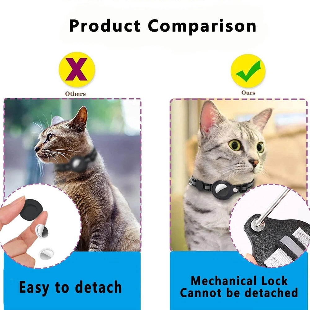 Reflective AirTag Cat Collar – Breakaway Safety Collar with Bell & Case