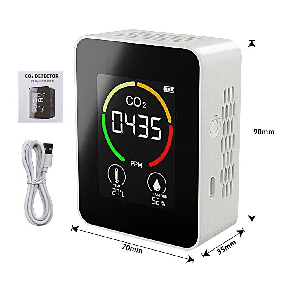 CO2 Meter Temperature Humidity Air Quality Monitor Carbon Dioxide Detector